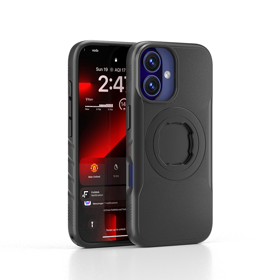 Bike Phone Case Compatible with iPhone 17, Quick-Release Lock for Motorcycle Mount, Slim Shockproof Cover, Black