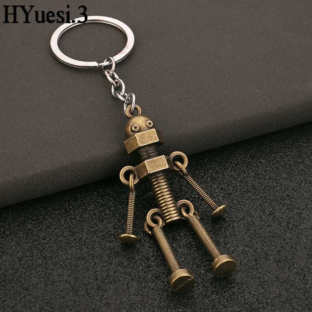 Vintage Screw Robot Keychain Creative Movable Joint Steampunk Robot Keyrings Women Men Purse Bag Backpack Ornament H260318 - view 3