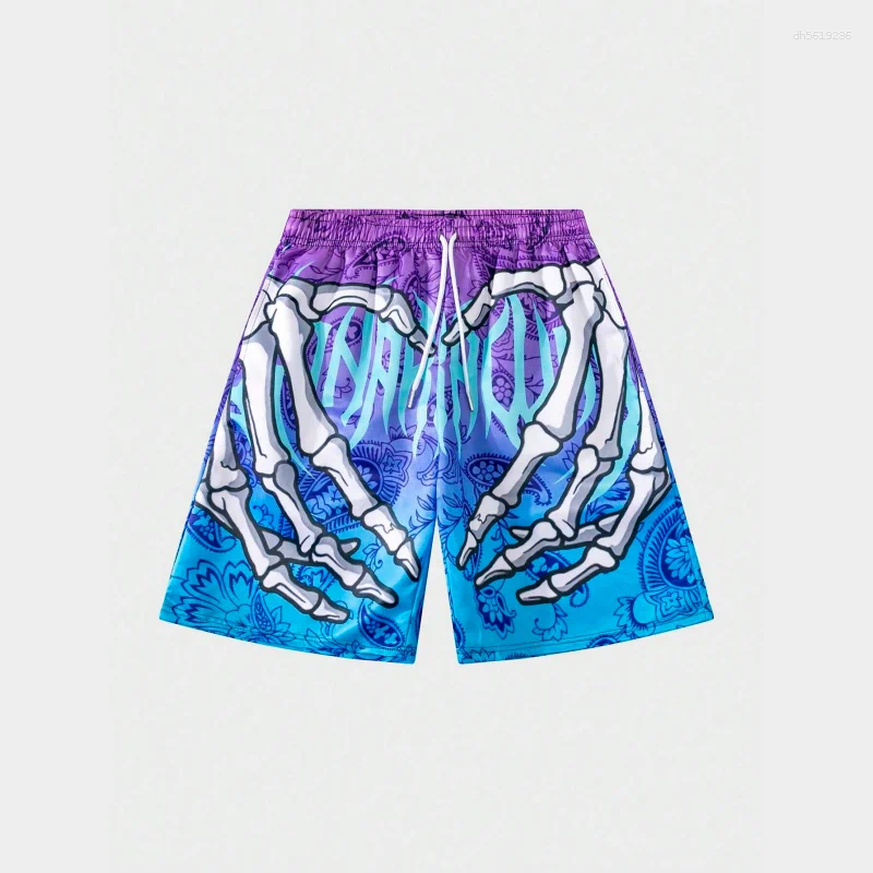 Men's Shorts Trend Skeleton Hand Graphic Beach For Men Fashion Cool Summer 3D Printed Short Pants Loose Streetwear Hip Hop Swim Trunks
