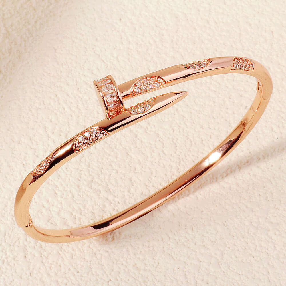 Bracelet Hot Selling Buckle Nail Bracelet Exquisite Copper Micro Inlaid Zircon Bracelet High-end Design Open Bracelet Bracelet Bracelet Bracelet Homme - view 5