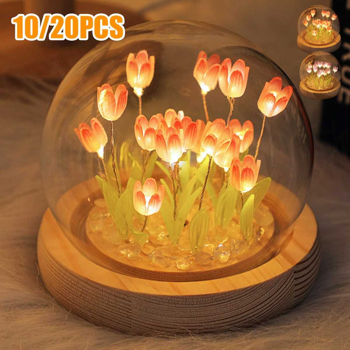 DIY Tulip LED Nightlight Handmade Tulip Christmas Gift Battery Operated Tulip Flower Night Light Table Decor Bedside Lamp Decor H260318