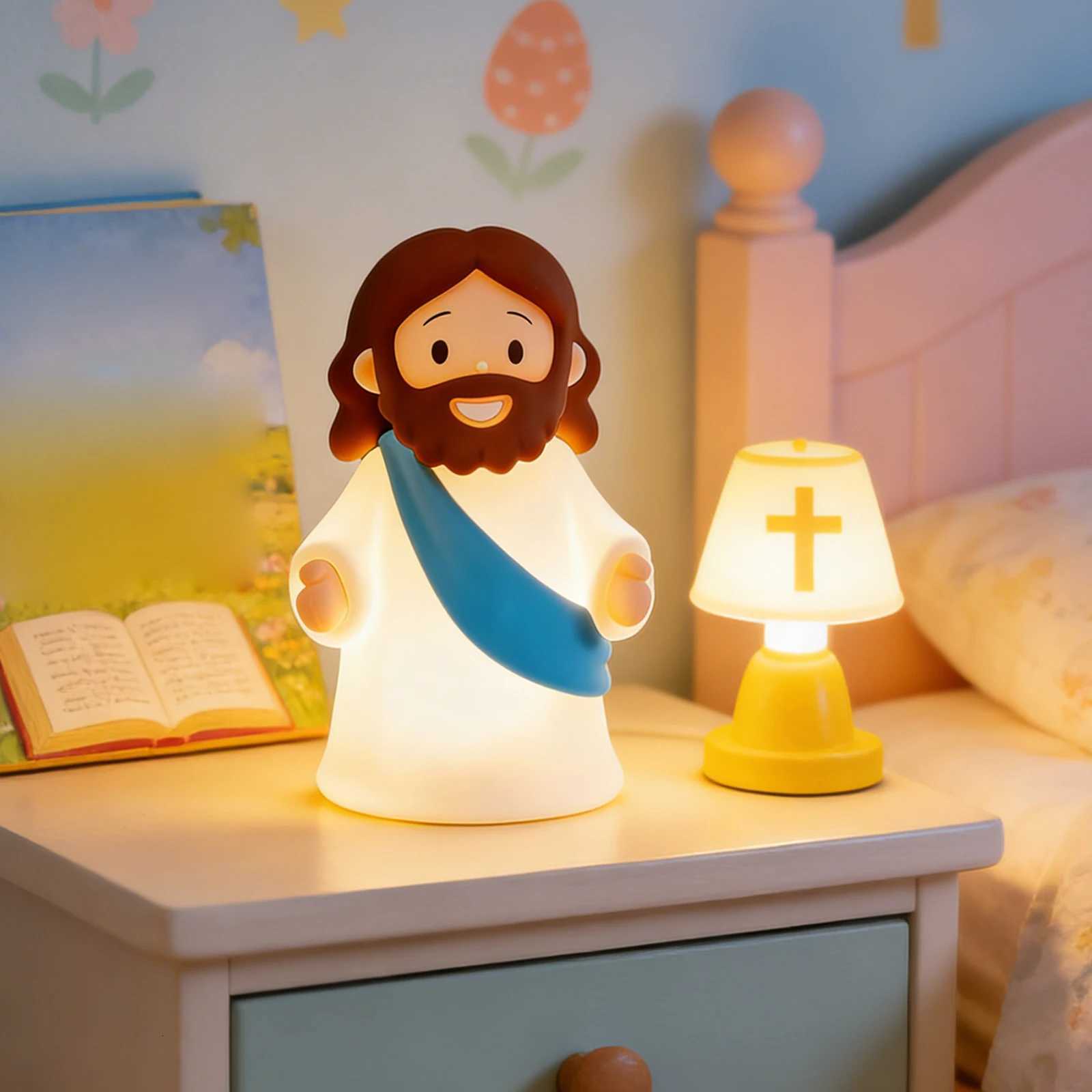Rechargeable Bedside Night Light Mini Adjustable Light with Touch Control Easter Jesus Night Light Religious Gathering Souvenir H260318