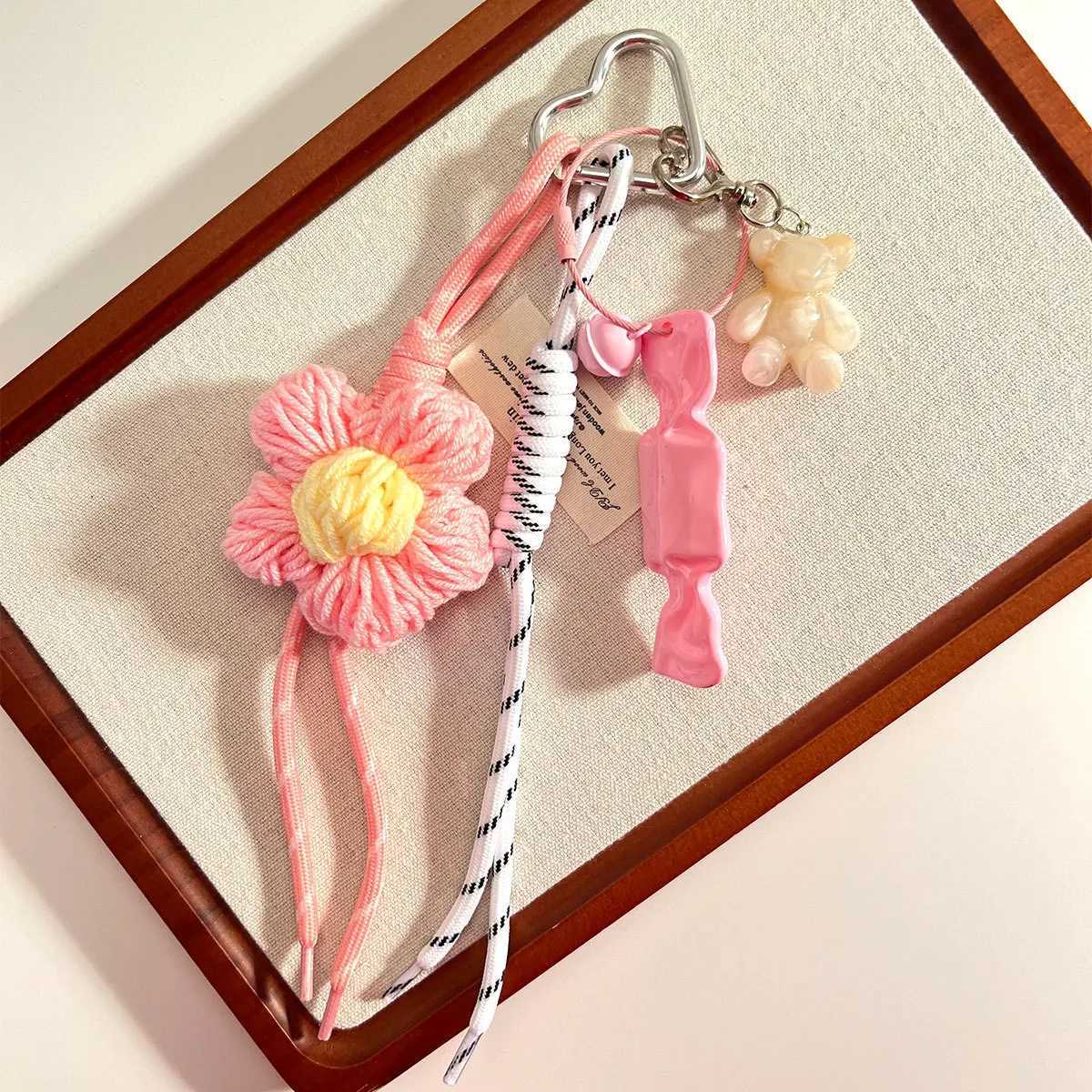 manual weave flower candy Key Chain Bluebells orange strawberry Backpack pendant H260318 - view 3