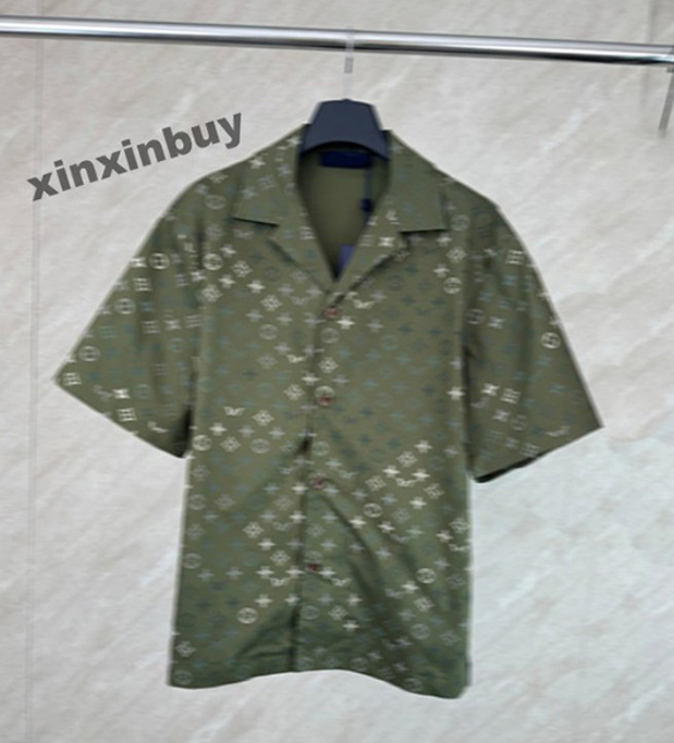 xinxinbuy Men designer Tee t shirt 2026 Letters jacquard olive green short sleeve women white yellow blue black green S-4XL