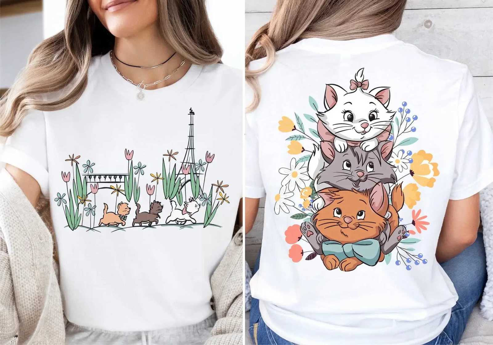 Women Summer Cartoon New T-Shirt The Aristocats Shirt Marie Toulouse Berlioz Cats Tee Y2K Street Fashion Casual Versatile TopT260317