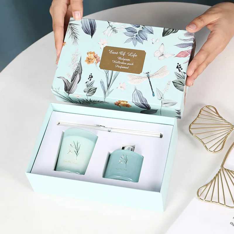 Blue Tengzhi Non-flame Scented Candle Gift Box Set Festival Birthday Gift Souvenir Bamboo Coffee Sage Fresh Elegant Scented D260318