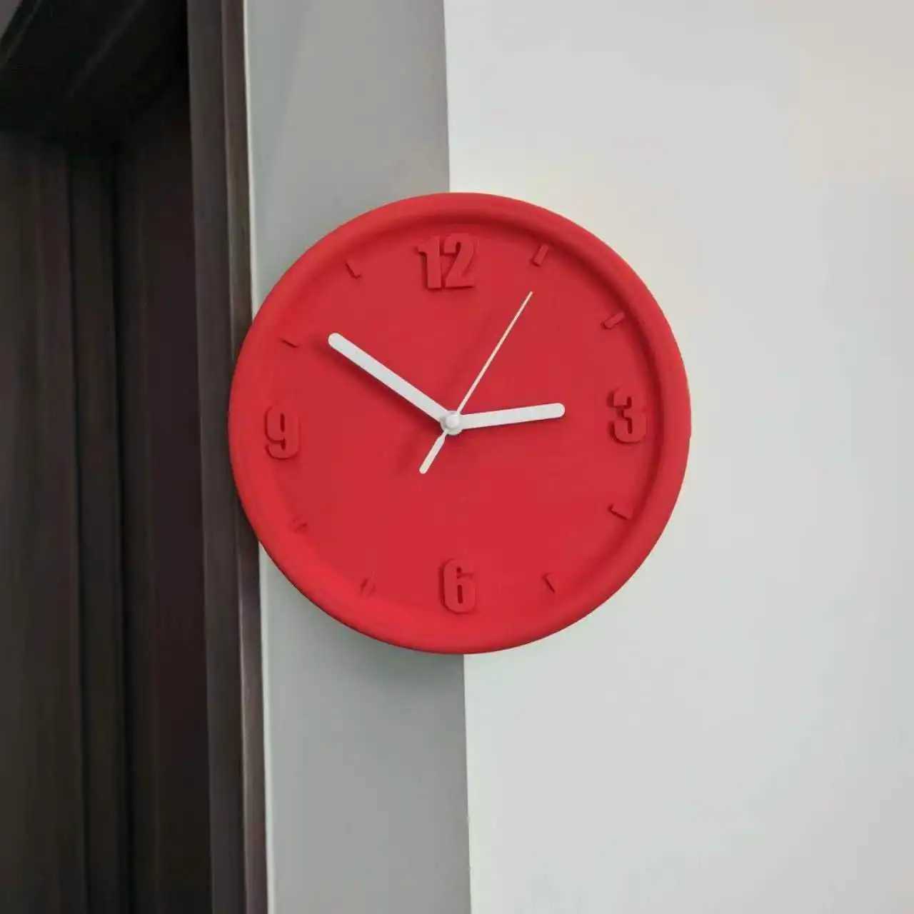 Ins Quiet Wall Clock 8inch Non-Ticking Punch-Free Corner Wall Clock Wall Decor Bedroom Technology Luxury Art Home Decoration D260318