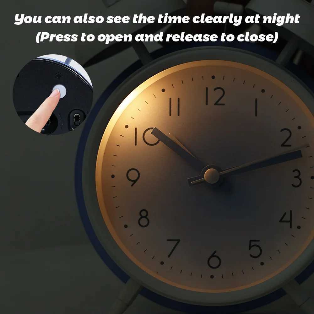 Ins Style Metal Alarm Clock Battery Powered AA Cute Decorative Clock for Home Office D260318