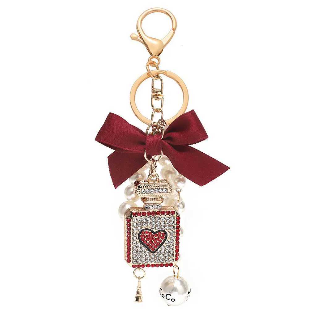 Perfume Bottle Bowknot Alloy Key Chain Pendant Bag Pearl Pendant Creative Gift Valentines Day Gift Jewelry H260318 - view 7