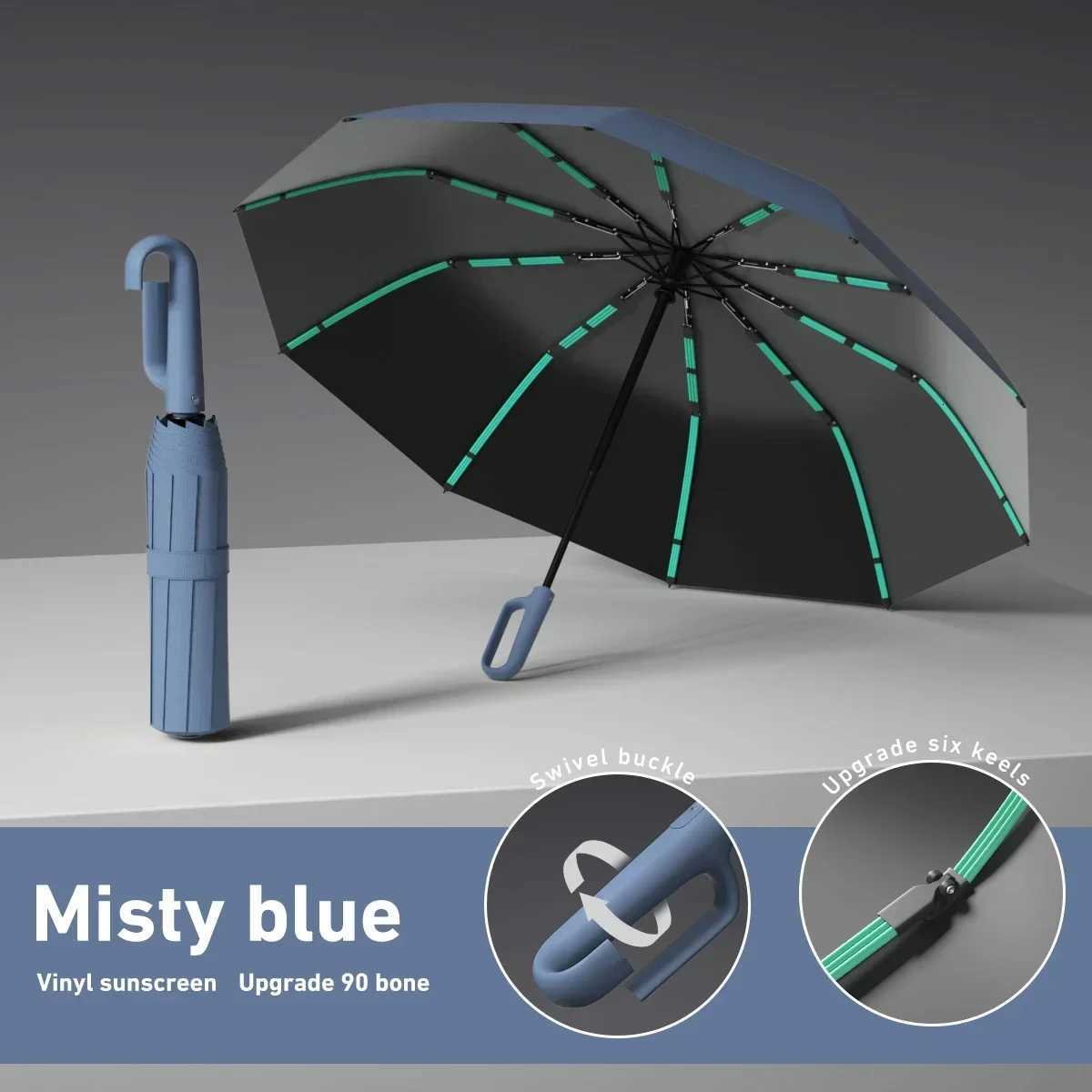 Latest Extra Large Reinforced Wind-resistant Rain-resistant Dual-purpose UV-resistant Fully Automatic Ring-buckle Umbrella H260318 - view 5