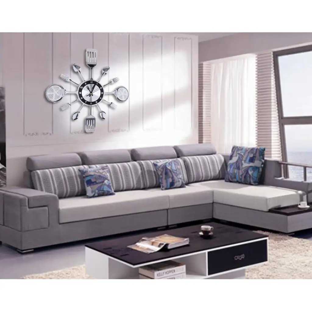 Kitchen Wall Clock Cutlery Kitchen Utensil with Forks Spoons Decor Wall Watch Creative Tableware Wall Clock for Home Living Room D260318