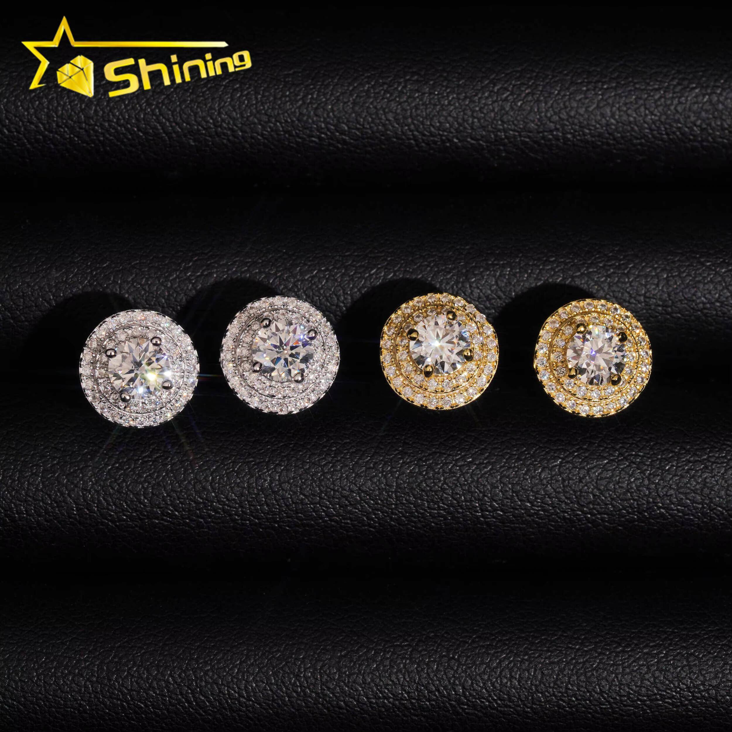 Fine Jewelry Iced Out Silver 925 Earrings Hip Hop Men Women Screw Back VVS Moissanite Earrings Ship From USA Warehouse