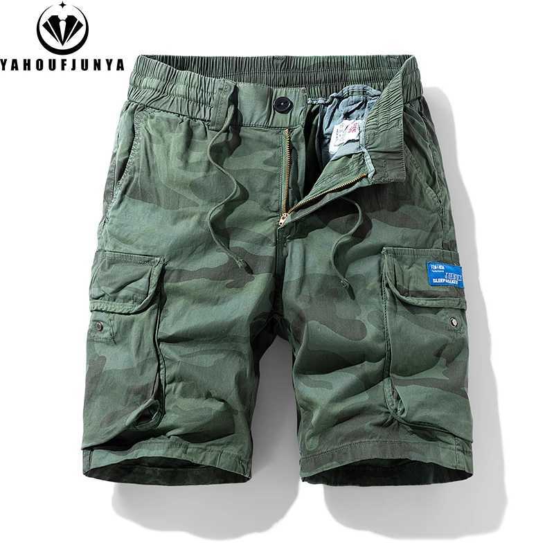 New Men Summer Outdoor Leisure Camouflage Comfortable Shorts Men Elastic Waist Loose Straight High-Quality Design Shorts Male M260318