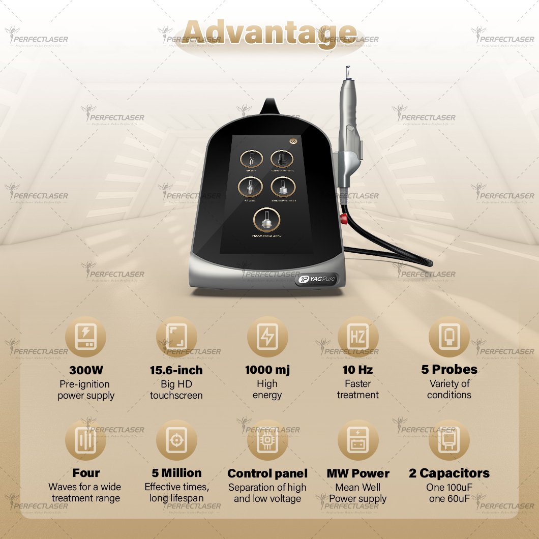 Professional Portable Nd YAG Laser Tattoo Removal Machine 532nm 755nm 1064nm 1320nm 5 Probes Carbon Peeling Pigmentation Beauty Salon Equipment Factor