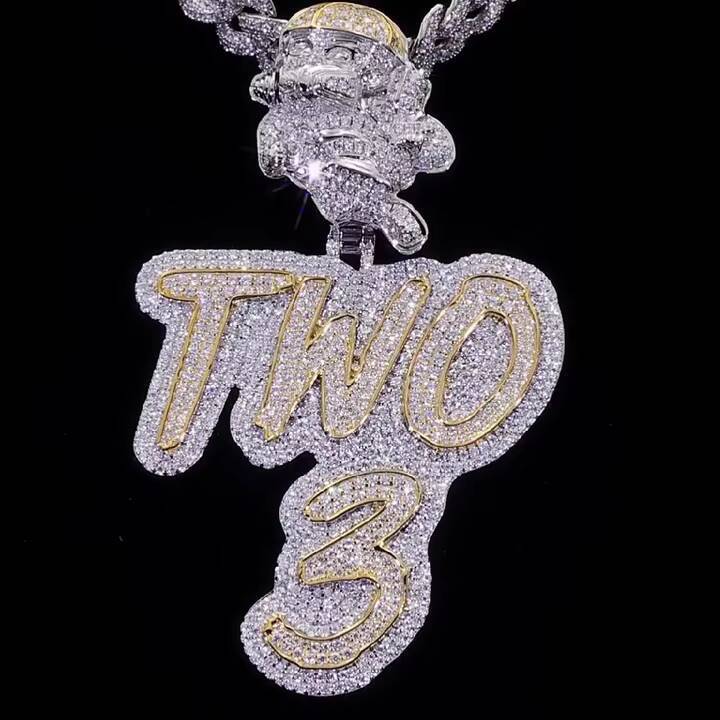 Custom Iced Out Moissanite Five Star Pendant with VVS Diamonds for Hip Hop Protection Charm and White Gold Accents