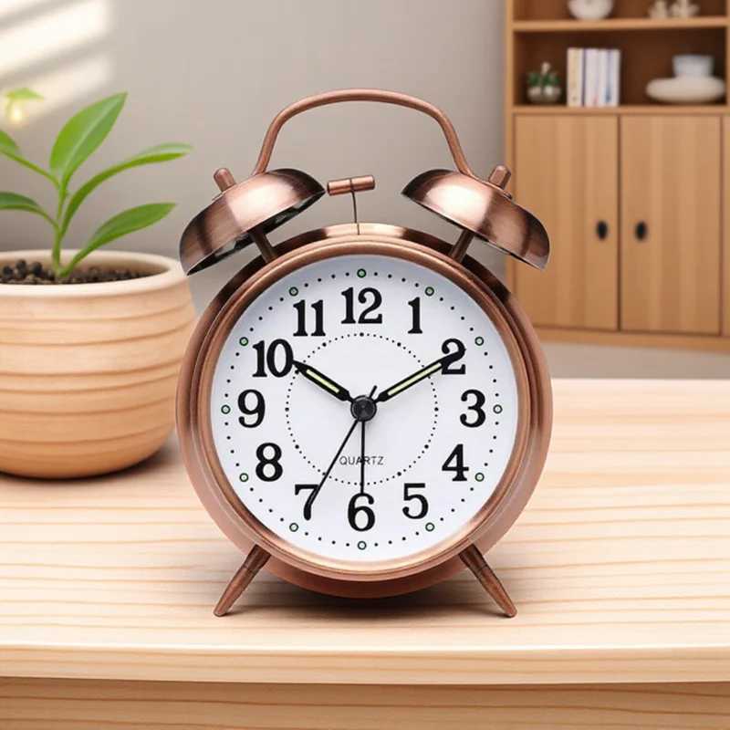 Vintage Twin Bell Alarm Clock With Stereoscopic Dial Backlight Loud Desk Clock For Home Decor Bedroom Office D260318