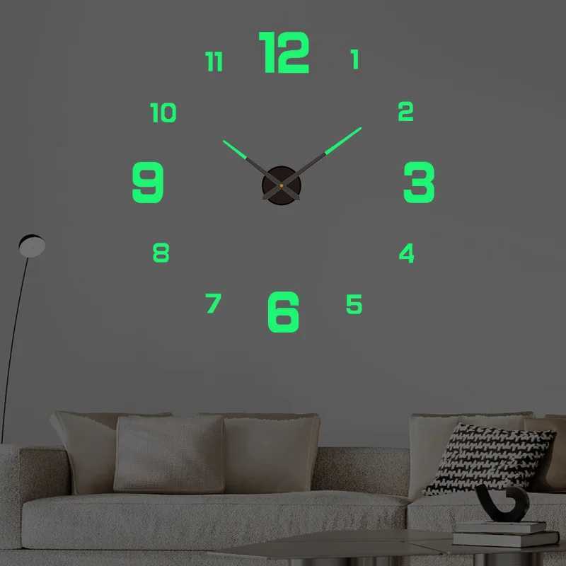 3D Wall Clock Luminous Frameless Wall Clocks DIY Digital Clock Wall Stickers Silent Clock for Home Living Room Office Wall Decor D260318