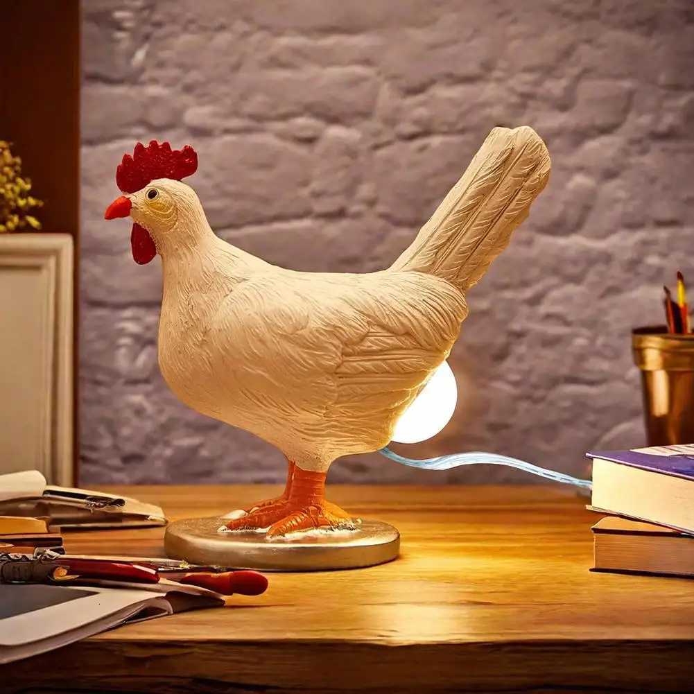 Funny Chicken LED Night Light Simulated Animal Funny Easter Home Decor Easter Novelty Party Ornaments Chick Lamp Childrens Gift H260318