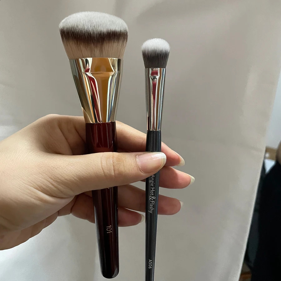 1pc 101 Contoured Foundation Makeup brushes Angled Liquid Base Concealer Make up brushes Red wood handle cosmetic tools 506 260316