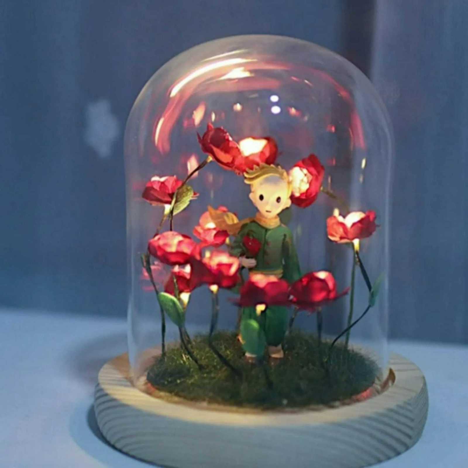 Little Prince Night Light Immortal Rose Atmosphere Lamp Handmade DIY Gift Christmas Valentine Birthday Gift for Girl H260318