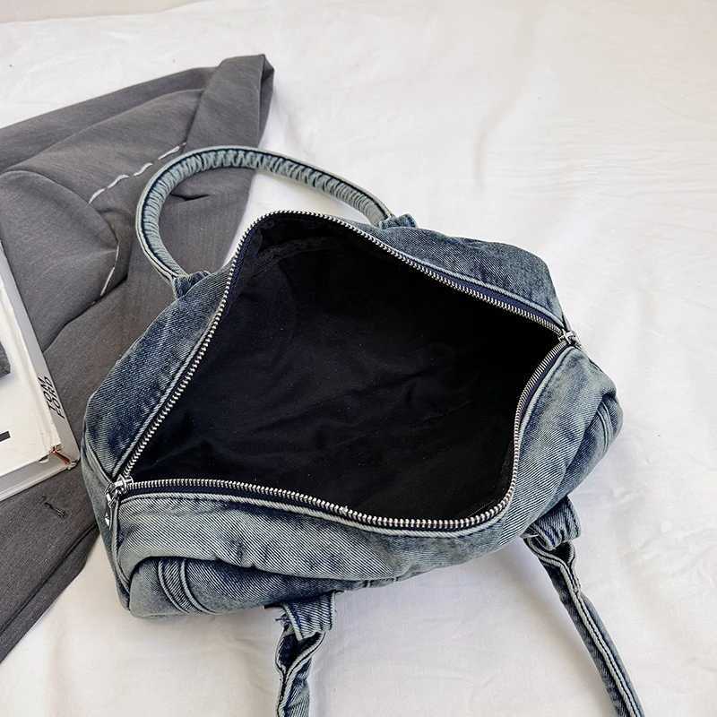 Brand Designer Denim Womens Shoulder Bag Casual Crossbody Bag Large Pillow Boston Bowling Handbag Z260317