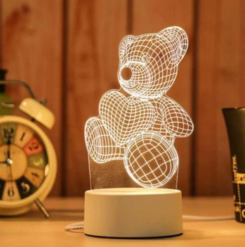 Wedding Party Decor 3D Acrylic LED Night Light USB Powered Neon Night Lamp Birthday Kid Valentines Day Gifts Table Ornaments H260318