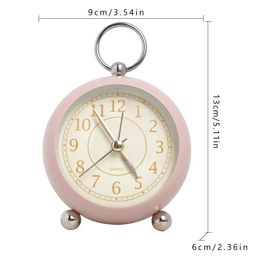 1pc simple metal quartz alarm clock nightstand luminous mute clock suitable for home office decoration D260318