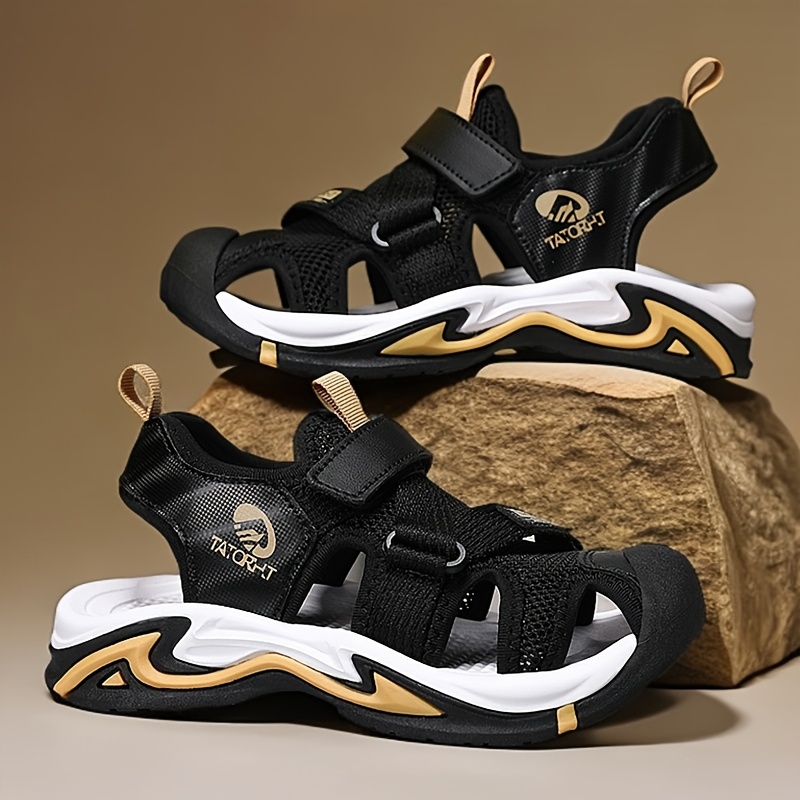 kids sport sandals closed toe sandals hiking sandals for kids adjustable strap sandals non-slip beach shoes breathable mesh sandals boys girls summer 