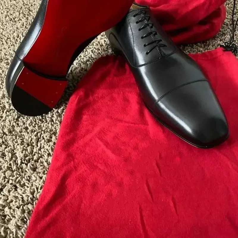 Red Sole Men Shoes Leather Black Brown Oxfords Square Toe Lace-up Wedding Dress Shoes for Men with Men Shoes ManZ260317