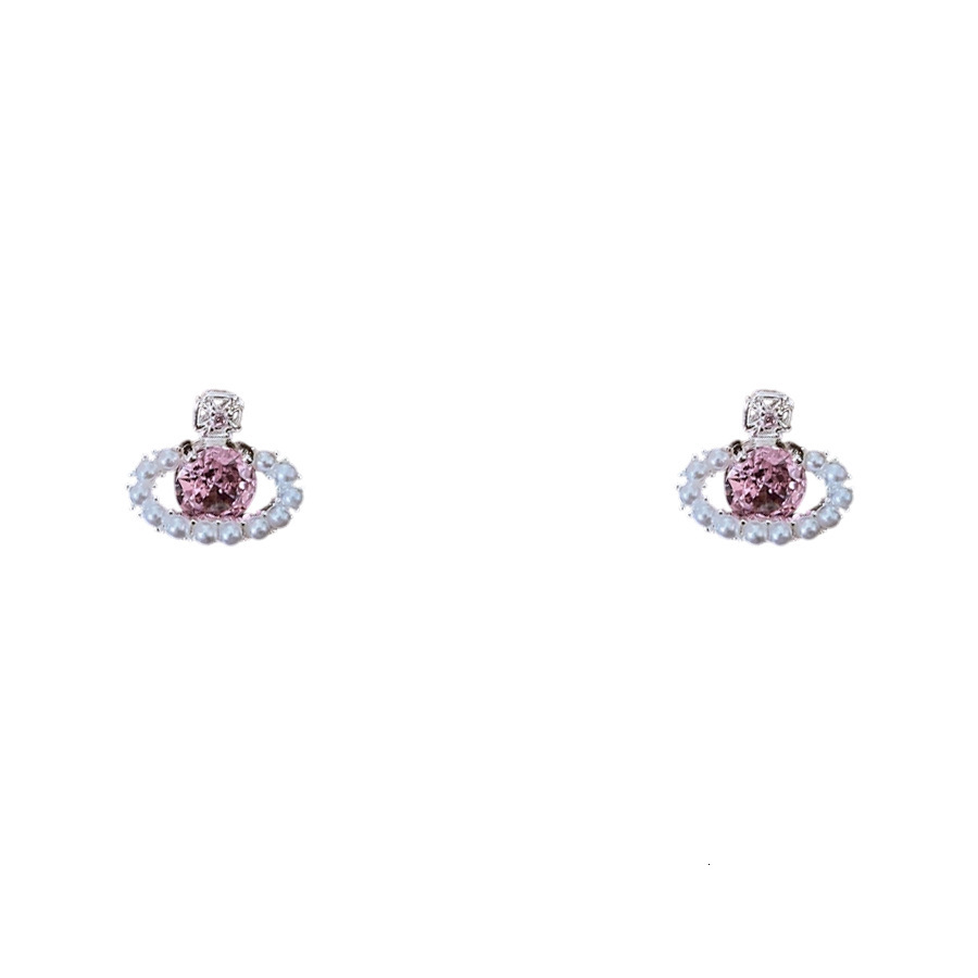 Luxury Brand Designer Jewelry Luxury Brand Designer Jewelry Korean Silver Needle Zircon Pearl Saturn Earrings Sweet Simple Versatile Studs Light Luxur