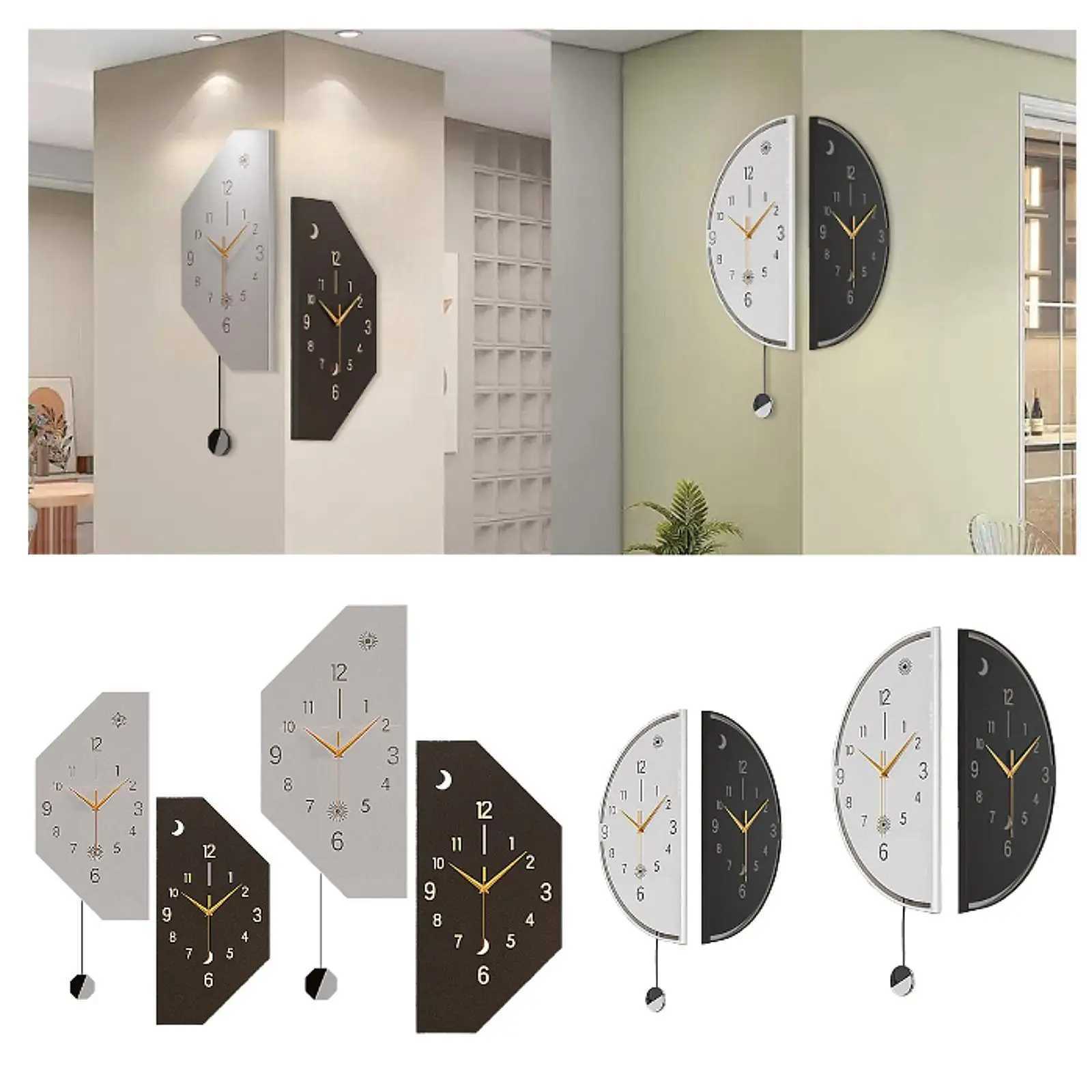 Double Sided Corner Wall Clock Iron Art Simple Unique Modern Wall Decoration for Kitchen Living Room Home Office Dining Room D260318