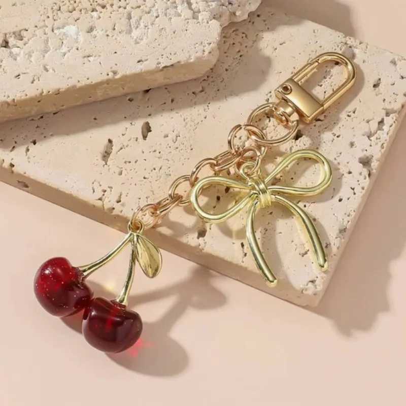 Fashion Delicious Red Cherry Bow Keychain Summer Fruits Cherries Pendant Keyring For Women Men Jewelry Bag Accessories Gift H2603181 - view 4