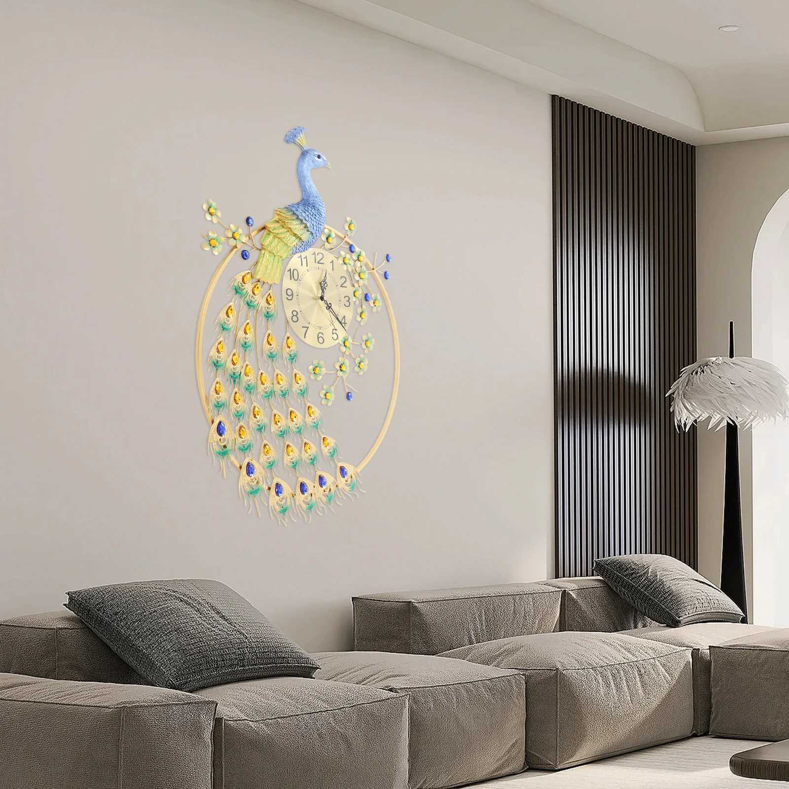 6082cm/ Peacock Wall Clock Decorative Wall Clock Wall Clock for Living Room Decor D260318
