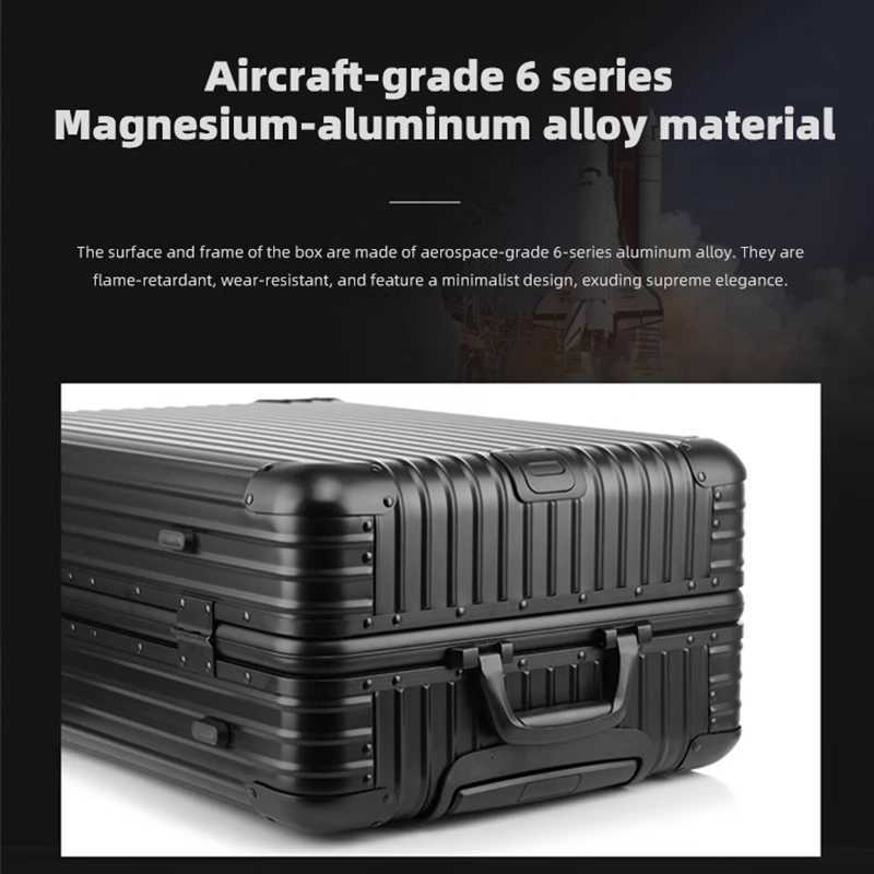 All-aluminum magnesium alloy telescopic suitcase 24-inch luggage business travel case metal combinatilock bag 20-inch carry-o H260316