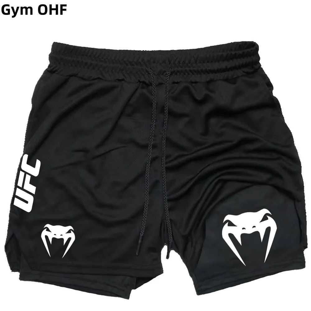 UFC Summer Mens Sports Shorts Breathable Tennis Training Pants Mixed Martial Arts Print Quick-Drying Outdoor Running Double- M260318