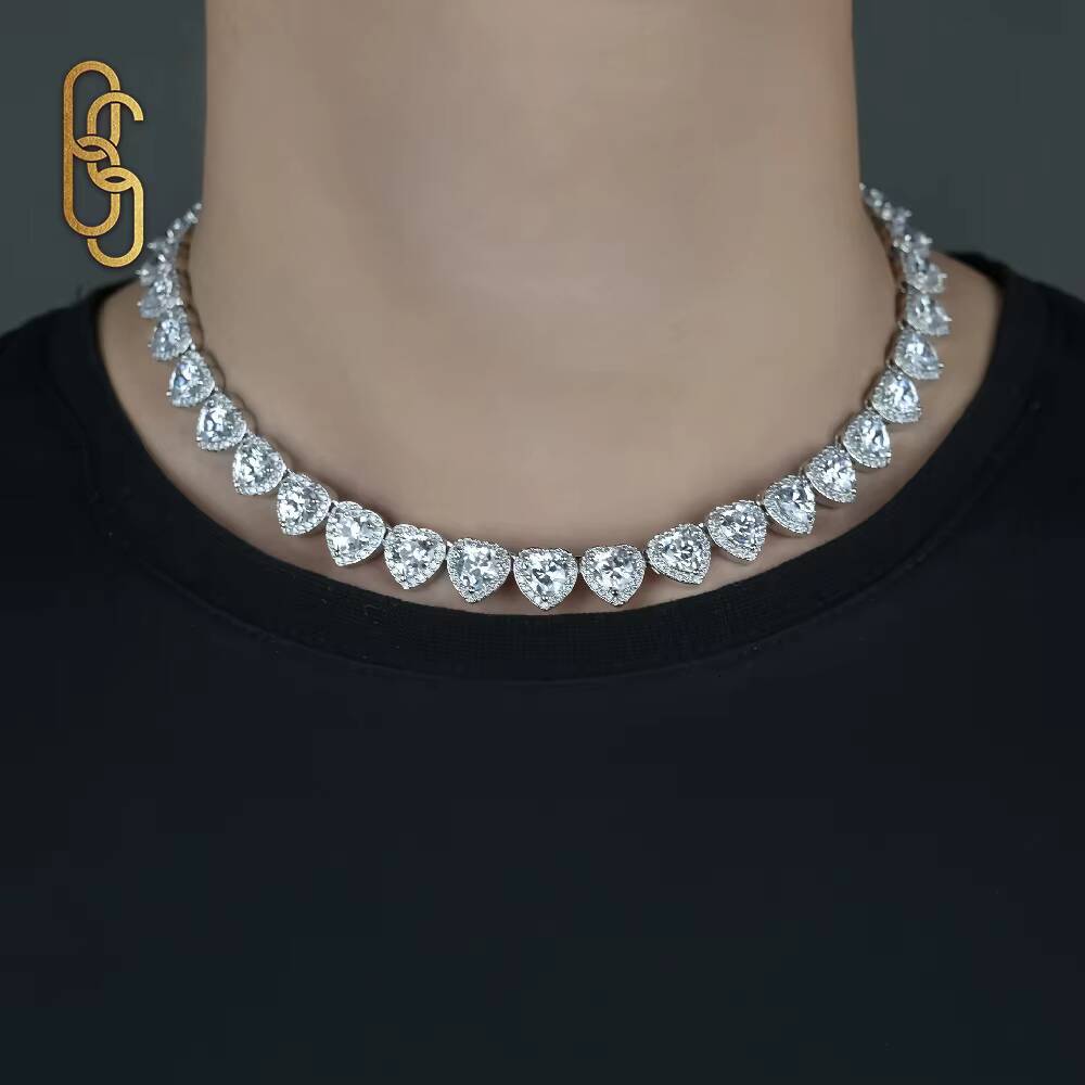 Hot Selling Gold Plated Vvs Moissanite CZ Cuban Link Necklace Hip Hop Style Round Brilliant Cut Fine Bracelet Jewelry