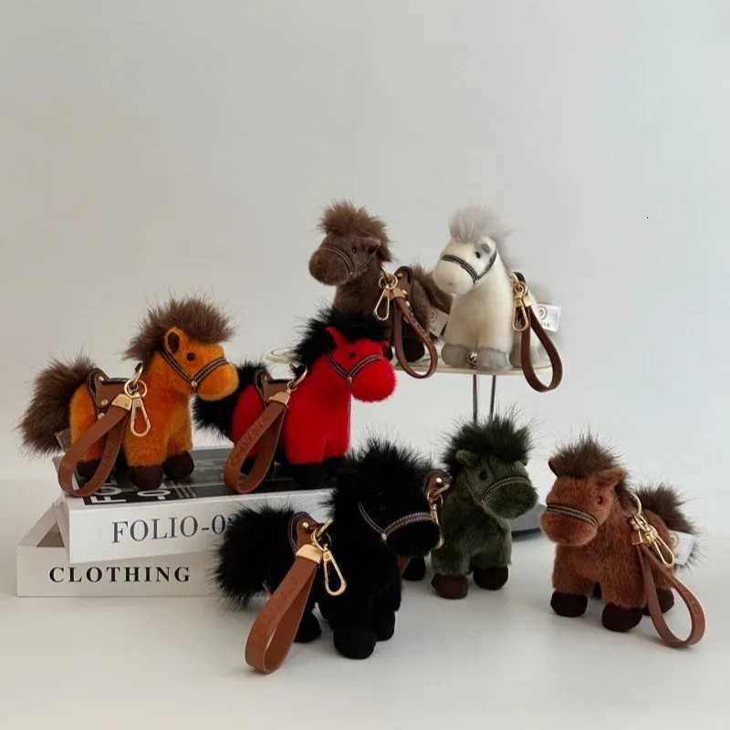 Cute Plush Horse Keychain Fluffy Stuffed Pony Bag Charm With Leather Strap Kawaii Western Style Accessory For Women Kids Gift H260318 - view 7