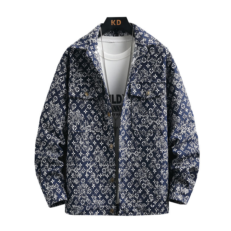Luxury Brand Designer Spring and Autumn Men Youth Color-Woven Jacquard Shirt Color-Block Stylish Personality Embroidered Top Jacket Men Trendy Jacket
