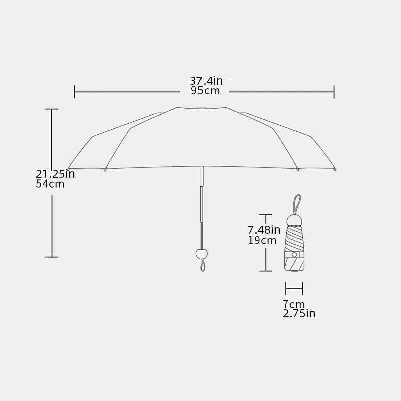 Multicolor 6-Ribs Ultra-Light Folding Travel Umbrella Compact Pocket-Sized Windproof Rainproof with Capsule Case H260318 - view 4
