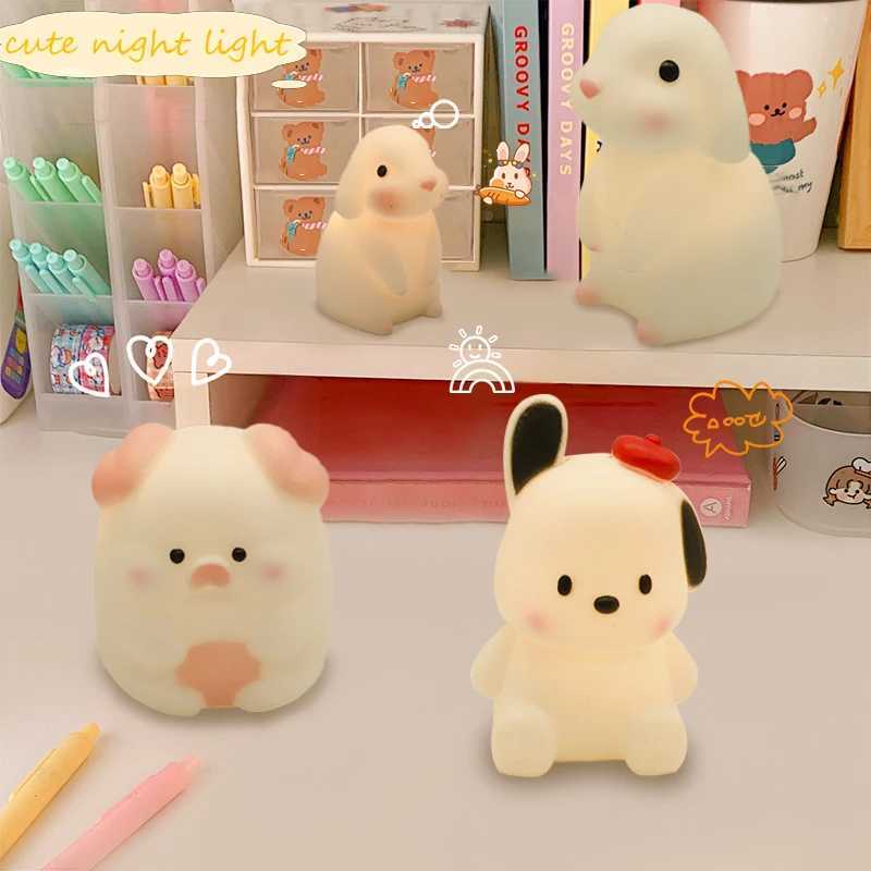 Silica Gel Night Light Bedroom Decor Lights Button Battery Powered Moonlight Cartoon Animal Lamps Children Gift Decorative Lamp H260318