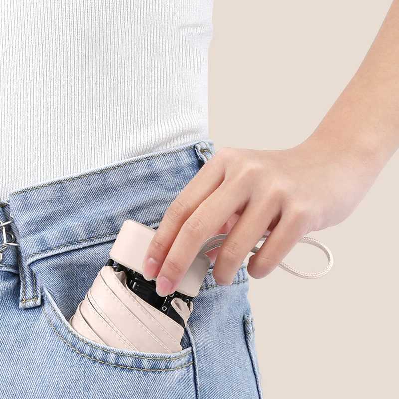 Mini Compact Pocket Umbrella for Women Light 5 Folding Sun Protection Sun and Rain Small Card Bag Umbrellas Paraguas H260318 - view 6