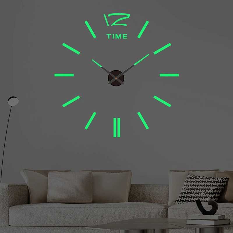 2023 Modern Design Large Wall Clock 3D DIY Quartz Clocks Fashion Watches Acrylic Mirror Stickers Living Room Home Decor Horloge D260318
