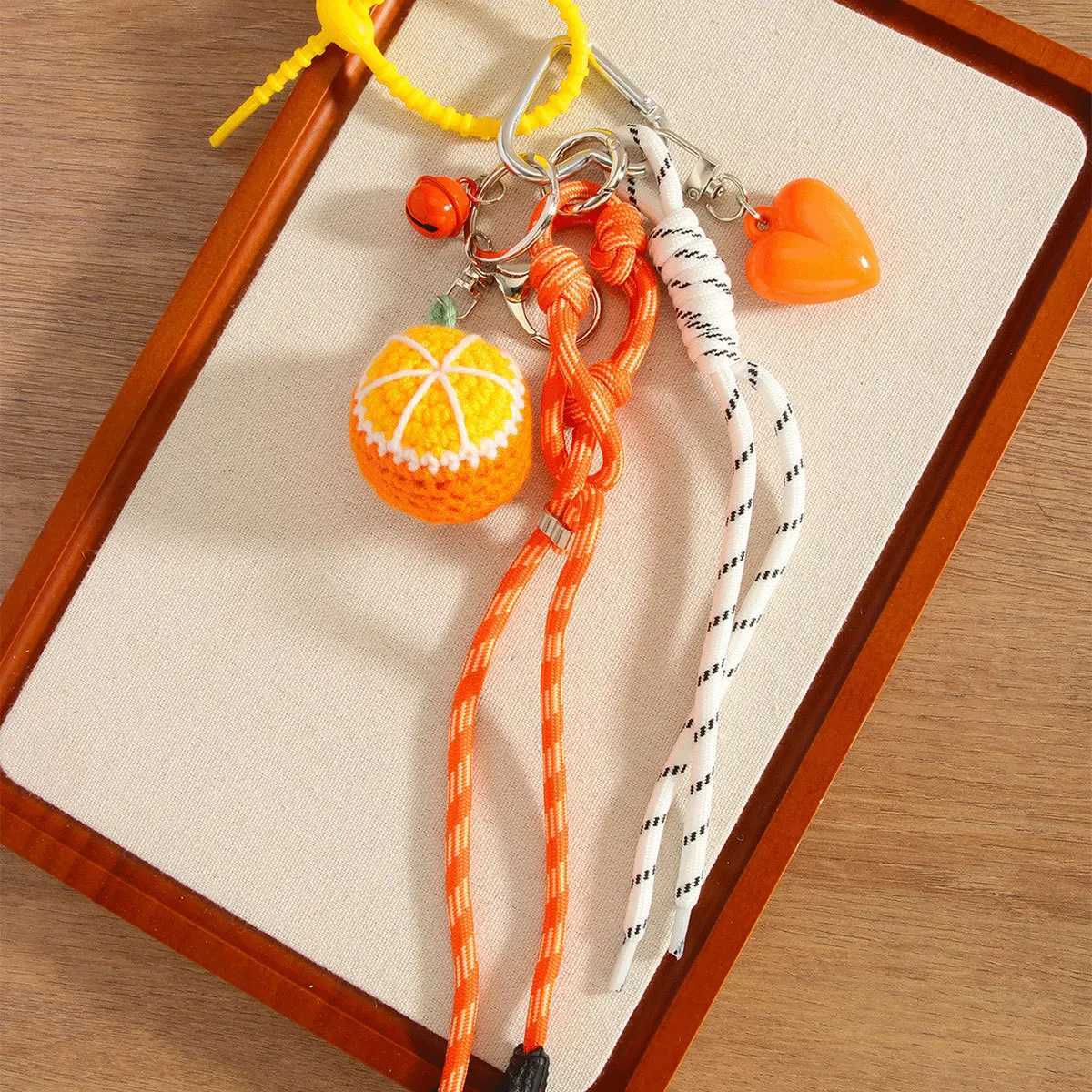 manual weave flower candy Key Chain Bluebells orange strawberry Backpack pendant H260318