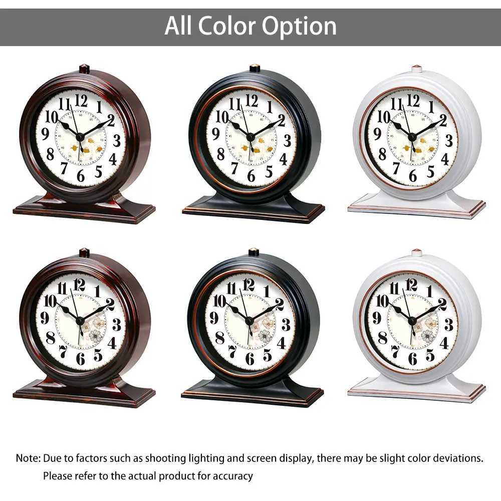 Vintage Metal Desk Clock Classic Elegant Floral Design Quartz Movement Stylish Desktop Clock For Bedroom Living Room Office D260318