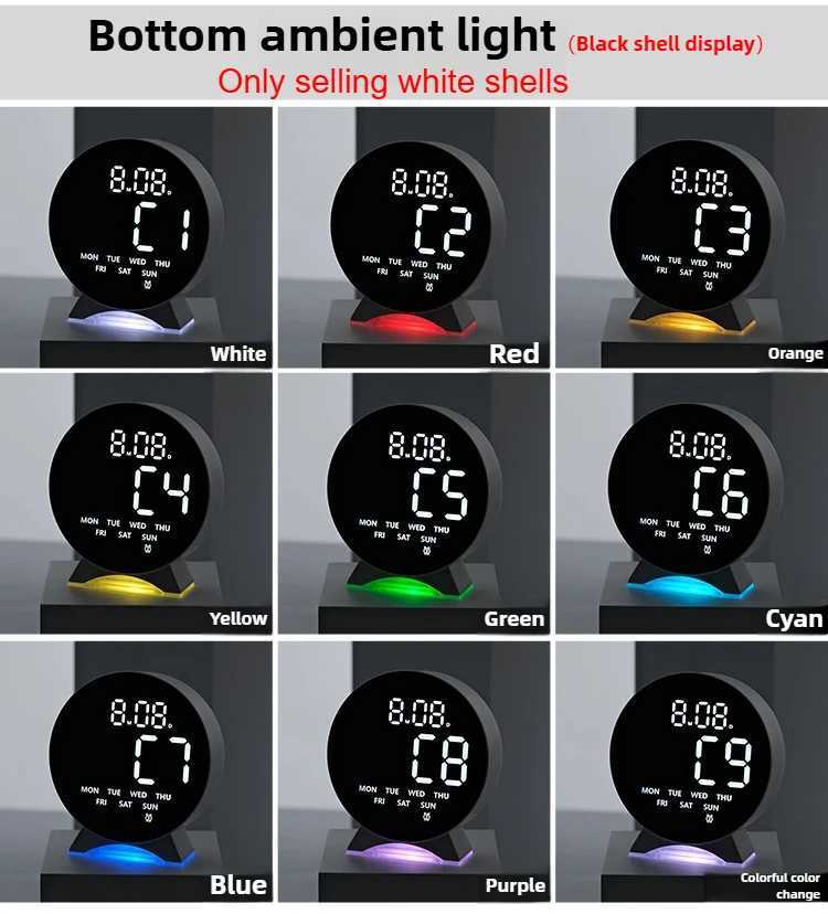 Personalized Jumping Seconds Display Electronic LED Alarm Clock Desktop Ambient Light Decor USB Table Clock with Auto Dimmming D260318