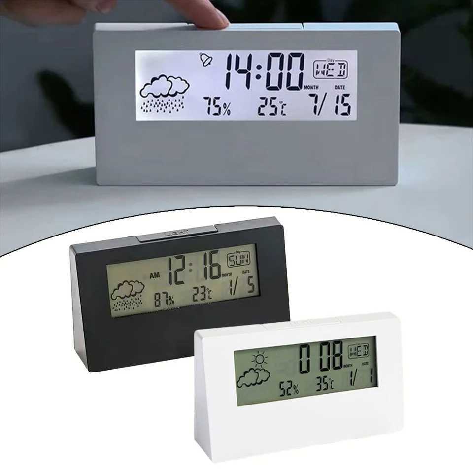 1pcs LED Thermometer Digital Electronic Alarm Clock With Backlight Thermo-Hygrometer Temperature Humidity Meter Weather Station D260318