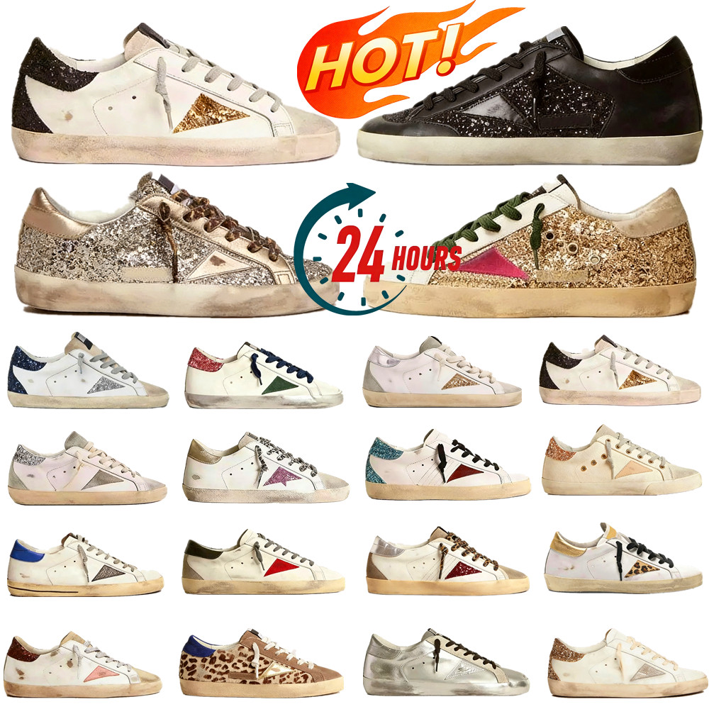 Designer Loafers Sneakers Casual shoes Super-star S Shoes Leather Italy Dirty Old Shoe Brand Women Men Black White Ball Casual Star Trainers 35-46
