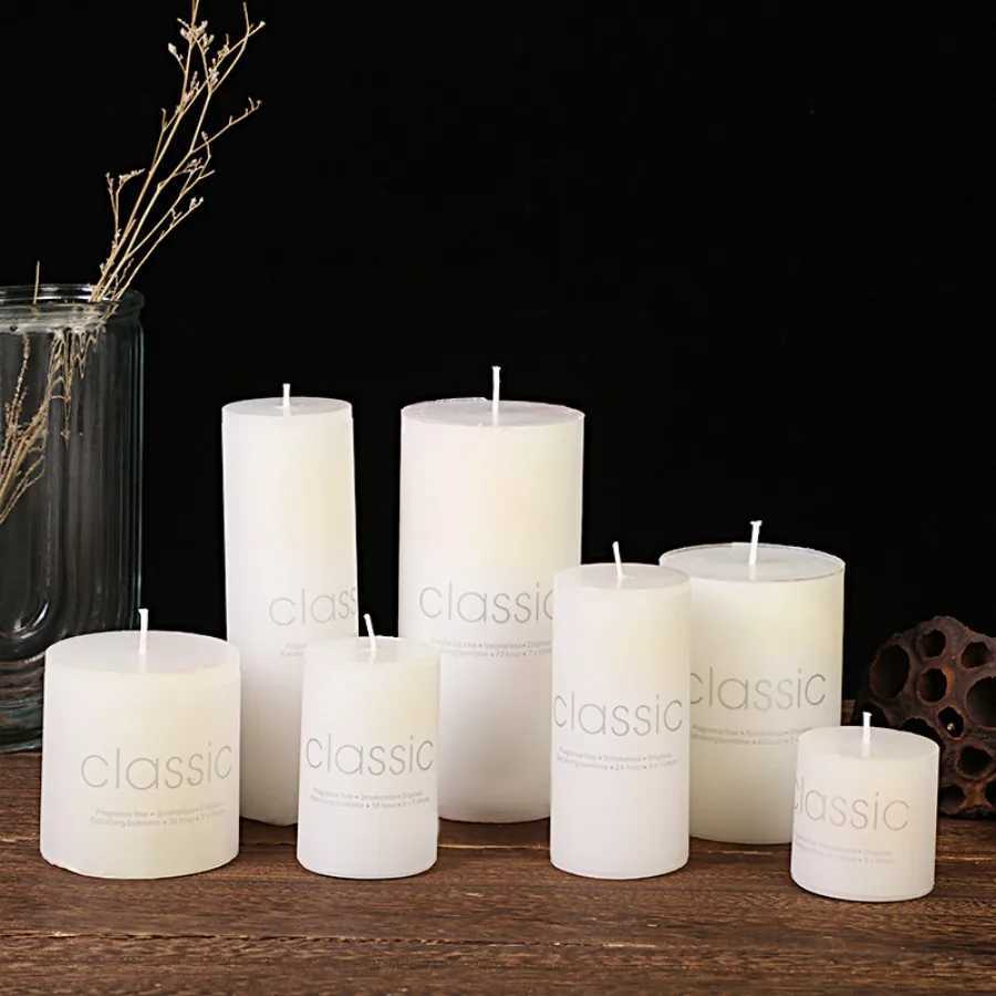 1pc white candle home emergency candle white pillar wax smokeless and odorless for home lighting church lighting candles D260318
