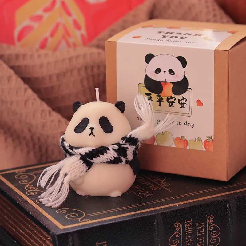 Panda Aromatherapy Candle Cute Animal Figurine Handmade Soy Wax Candle Kawaii Desktop Sculpture Bedroom Ornament Home Decoration D2603181