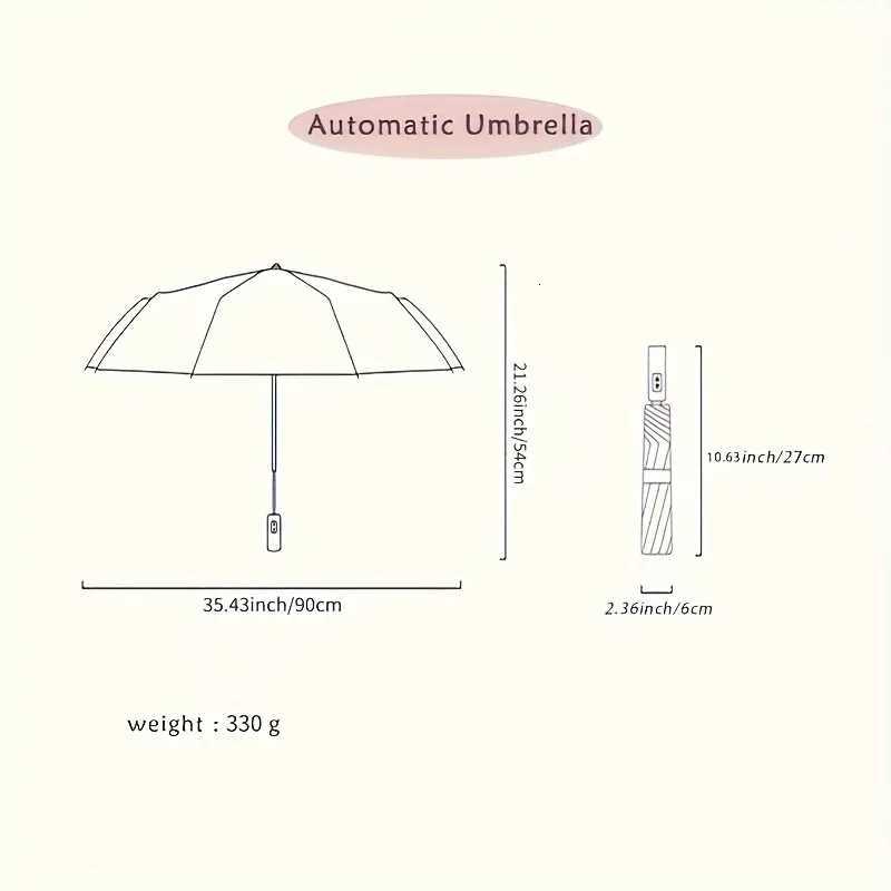 8-Rib Automatic High Quality Umbrella - One-Touch Open/Close Compact Foldable Design for Men Women Navy Black Business H260318 - view 3